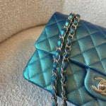 CHANEL Handbag 22P Iridescent Green Caviar Quilted Classic Flap Medium Light Gold Hardware - Redeluxe