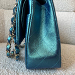 CHANEL Handbag 22P Iridescent Green Caviar Quilted Classic Flap Medium Light Gold Hardware - Redeluxe