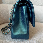 CHANEL Handbag 22P Iridescent Green Caviar Quilted Classic Flap Medium Light Gold Hardware - Redeluxe