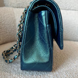 CHANEL Handbag 22P Iridescent Green Caviar Quilted Classic Flap Medium Light Gold Hardware - Redeluxe