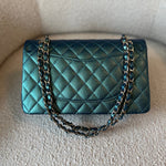 CHANEL Handbag 22P Iridescent Green Caviar Quilted Classic Flap Medium Light Gold Hardware - Redeluxe