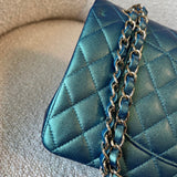 CHANEL Handbag 22P Iridescent Green Caviar Quilted Classic Flap Medium Light Gold Hardware - Redeluxe