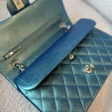 CHANEL Handbag 22P Iridescent Green Caviar Quilted Classic Flap Medium Light Gold Hardware - Redeluxe