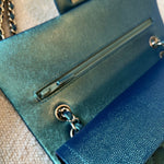 CHANEL Handbag 22P Iridescent Green Caviar Quilted Classic Flap Medium Light Gold Hardware - Redeluxe