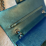 CHANEL Handbag 22P Iridescent Green Caviar Quilted Classic Flap Medium Light Gold Hardware - Redeluxe