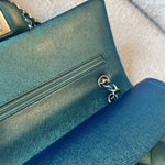 CHANEL Handbag 22P Iridescent Green Caviar Quilted Classic Flap Medium Light Gold Hardware - Redeluxe