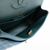 CHANEL Handbag 22P Iridescent Green Caviar Quilted Classic Flap Medium Light Gold Hardware - Redeluxe