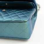 CHANEL Handbag 22P Iridescent Green Caviar Quilted Classic Flap Medium Light Gold Hardware - Redeluxe