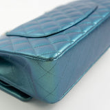 CHANEL Handbag 22P Iridescent Green Caviar Quilted Classic Flap Medium Light Gold Hardware - Redeluxe