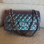 CHANEL Handbag 22P Iridescent Purple Caviar Quilted Medium Double Flap - Redeluxe