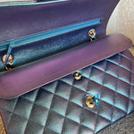 CHANEL Handbag 22P Iridescent Purple Caviar Quilted Medium Double Flap - Redeluxe
