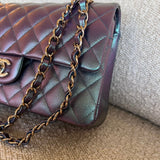 CHANEL Handbag 22P Iridescent Purple Caviar Quilted Medium Double Flap - Redeluxe