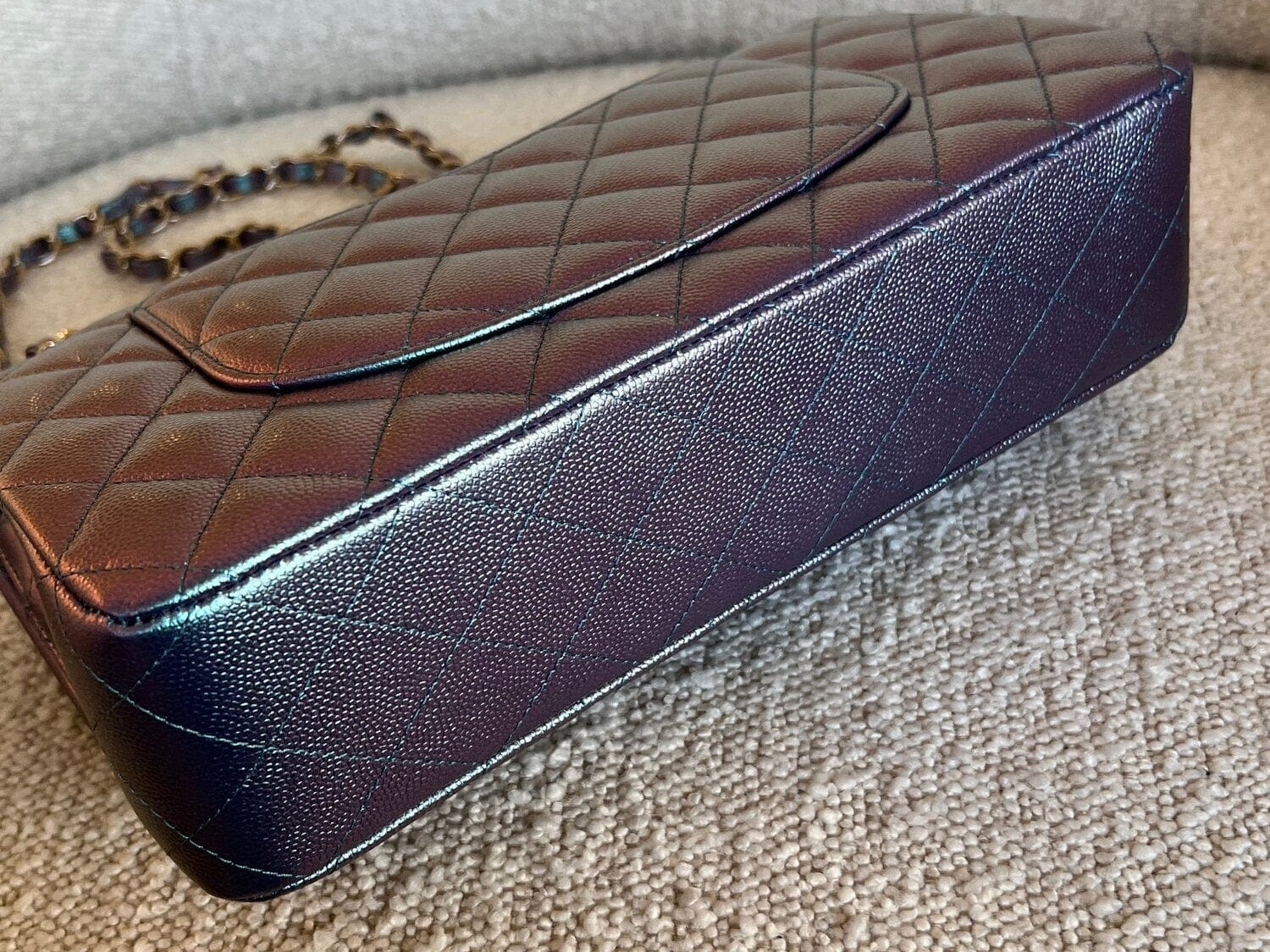 CHANEL Handbag 22P Iridescent Purple Caviar Quilted Medium Double Flap - Redeluxe