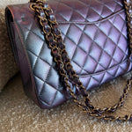 CHANEL Handbag 22P Iridescent Purple Caviar Quilted Medium Double Flap - Redeluxe