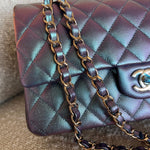 CHANEL Handbag 22P Iridescent Purple Caviar Quilted Medium Double Flap - Redeluxe