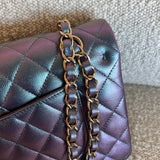 CHANEL Handbag 22P Iridescent Purple Caviar Quilted Medium Double Flap - Redeluxe