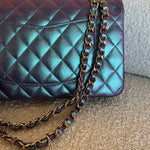 CHANEL Handbag 22P Iridescent Purple Caviar Quilted Medium Double Flap - Redeluxe