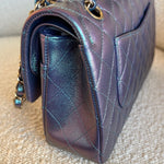 CHANEL Handbag 22P Iridescent Purple Caviar Quilted Medium Double Flap - Redeluxe