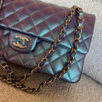CHANEL Handbag 22P Iridescent Purple Caviar Quilted Medium Double Flap - Redeluxe
