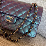 CHANEL Handbag 22P Iridescent Purple Caviar Quilted Medium Double Flap - Redeluxe