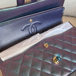 CHANEL Handbag 22P Iridescent Purple Caviar Quilted Medium Double Flap - Redeluxe