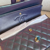 CHANEL Handbag 22P Iridescent Purple Caviar Quilted Medium Double Flap - Redeluxe