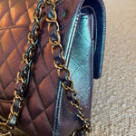 CHANEL Handbag 22P Iridescent Purple Caviar Quilted Medium Double Flap - Redeluxe
