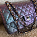 CHANEL Handbag 22P Iridescent Purple Caviar Quilted Medium Double Flap - Redeluxe