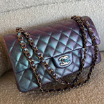 CHANEL Handbag 22P Iridescent Purple Caviar Quilted Medium Double Flap - Redeluxe