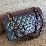 CHANEL Handbag 22P Iridescent Purple Caviar Quilted Medium Double Flap - Redeluxe