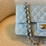 CHANEL Handbag 22P Light Blue Caviar Quilted Classic Flap Medium LGHW - Redeluxe
