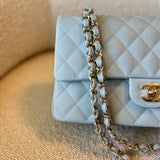 CHANEL Handbag 22P Light Blue Caviar Quilted Classic Flap Medium LGHW - Redeluxe