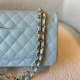 CHANEL Handbag 22P Light Blue Caviar Quilted Classic Flap Medium LGHW - Redeluxe
