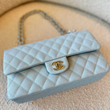 CHANEL Handbag 22P Light Blue Caviar Quilted Classic Flap Medium LGHW - Redeluxe