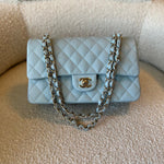 CHANEL Handbag 22P Light Blue Caviar Quilted Classic Flap Medium LGHW - Redeluxe
