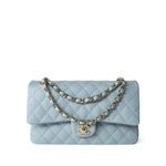 CHANEL Handbag Classic flap / Blue 22P Light Blue Caviar Quilted Classic Flap Medium Light Gold Hardware - Redeluxe