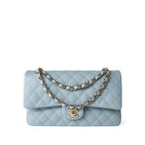 CHANEL Handbag Classic flap / Blue 22P Light Blue Caviar Quilted Classic Flap Medium Light Gold Hardware - Redeluxe