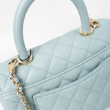 CHANEL Handbag 22P Light Blue Caviar Quilted Coco Handle Small LGHW - Redeluxe