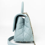 CHANEL Handbag 22P Light Blue Caviar Quilted Coco Handle Small LGHW - Redeluxe