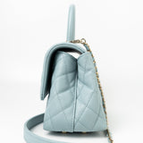 CHANEL Handbag 22P Light Blue Caviar Quilted Coco Handle Small LGHW - Redeluxe