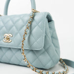 CHANEL Handbag 22P Light Blue Caviar Quilted Coco Handle Small LGHW - Redeluxe
