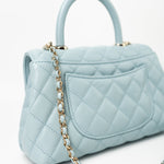 CHANEL Handbag 22P Light Blue Caviar Quilted Coco Handle Small LGHW - Redeluxe