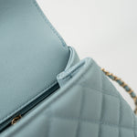 CHANEL Handbag 22P Light Blue Caviar Quilted Coco Handle Small LGHW - Redeluxe