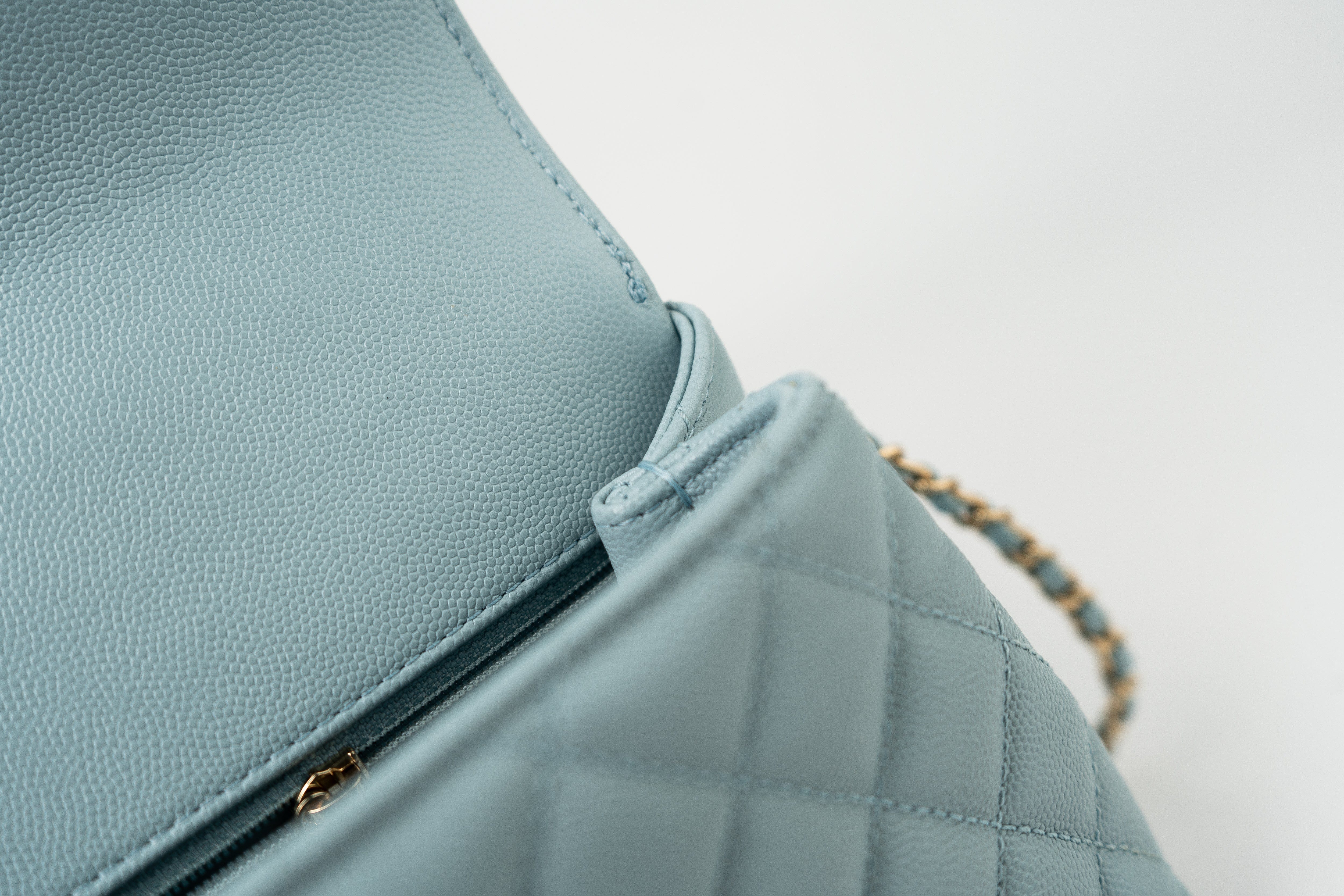 CHANEL Handbag 22P Light Blue Caviar Quilted Coco Handle Small LGHW - Redeluxe