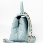 CHANEL Handbag 22P Light Blue Caviar Quilted Coco Handle Small LGHW - Redeluxe