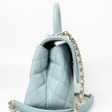 CHANEL Handbag 22P Light Blue Caviar Quilted Coco Handle Small LGHW - Redeluxe