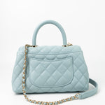 CHANEL Handbag 22P Light Blue Caviar Quilted Coco Handle Small LGHW - Redeluxe