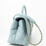 CHANEL Handbag 22P Light Blue Caviar Quilted Coco Handle Small LGHW - Redeluxe