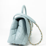 CHANEL Handbag 22P Light Blue Caviar Quilted Coco Handle Small LGHW - Redeluxe