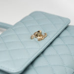 CHANEL Handbag 22P Light Blue Caviar Quilted Coco Handle Small LGHW - Redeluxe
